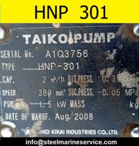 Taiko Kikai HNP 301 Bilge and Sludge Pump Recondition and Spares.