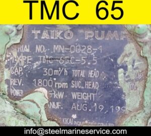 Taiko Kikai TMC 65C Cooling Sea Water Pump Available Obtained From Demolished Ship.